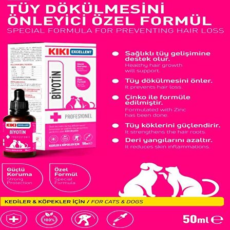 KIKI Excellent Kedi ve Köpek İçin Biyotin Şurup 50 ml