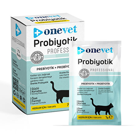 OneVet Probiyotik Saşe Kediler Için Sindirim Ve Bağışıklık Sistemi Destekleyici Toz Şase 7x1 gr 