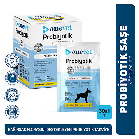 OneVet Probiyotik Şase Köpekler Için Sindirim Ve Bağışıklık Desteği Takviye Vitamini 30x1gr