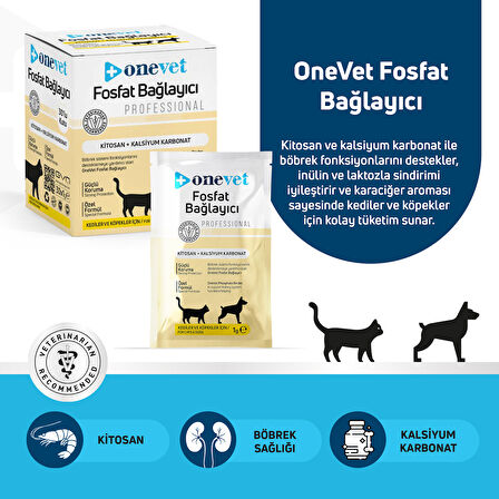OneVet Fosfat Bağlayıcı Kedi Ve Köpekler Için Böbrek Sağlığı Destekleyici Toz Şase 1 Gr. 30 Adet