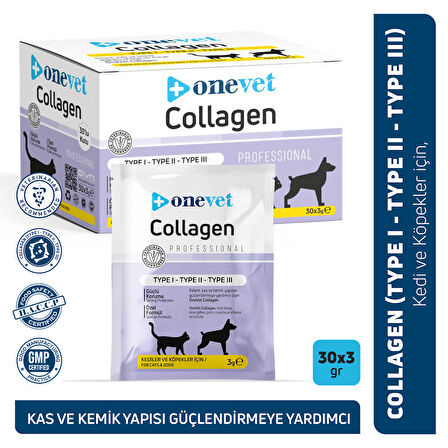 OneVet Collagen Şase 30x3 gr Kedi Ve Köpekler Için Kolajen Eklem, Kas Ve Kemik Güçlendirmeye Yardımcı