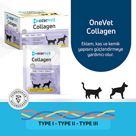OneVet Collagen Şase 30x3 gr Kedi Ve Köpekler Için Kolajen Eklem, Kas Ve Kemik Güçlendirmeye Yardımcı