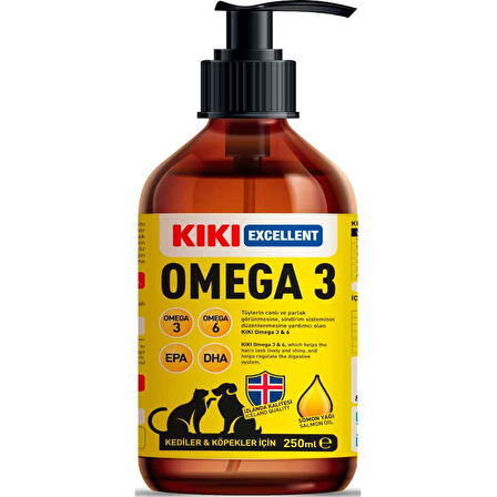 KIKI Excellent Kedi ve Köpek İçin Omega 3 Balık Yağı 250 ml