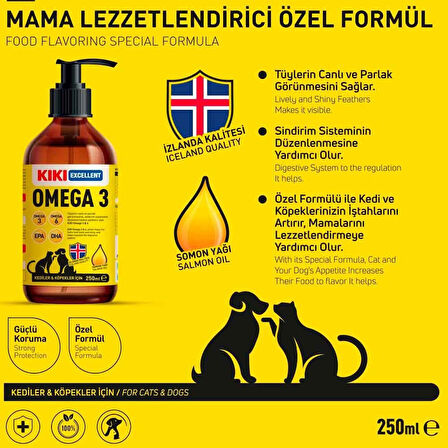 KIKI Excellent Kedi ve Köpek İçin Omega 3 Balık Yağı 250 ml