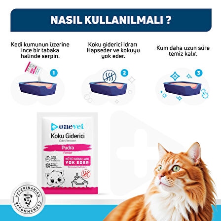 OneVet Kedi Koku Giderici Pudra Koku 25 Gr. 15 Adet OC206B15