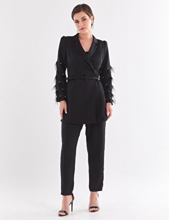 Püskül Detaylı Takım-Siyah | 42