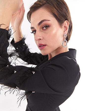 Püskül Detaylı Takım-Siyah | 42