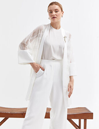 Dantel Ceketli İkili Takım Ekru | 38
