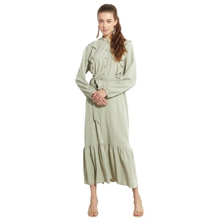 Farbalalı Katlı Elbise KAY.VV-A23-93005