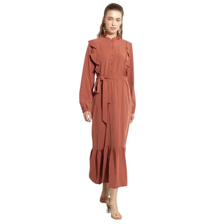 Farbalalı Katlı Elbise KAY.VV-A23-93005