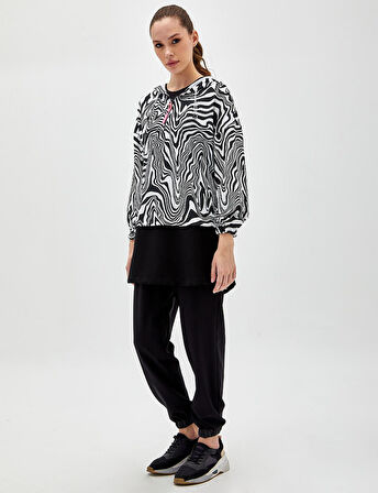 Zebra Desenli Sweatshirt-Siyah | 38