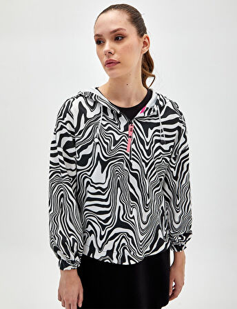 Zebra Desenli Sweatshirt-Siyah | 40