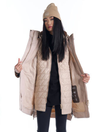 3'lü Kullanım Kaban/Yağmurluk/Mont-Bej | 42