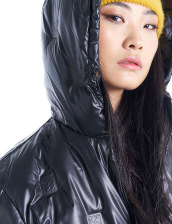 Monogram Kaz Tüyü Dolgulu Mont-Siyah | 36