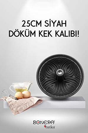 25 CM DÖKÜM DESENLİ KEK KALIBI SİYAH