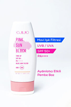 Spf 50 Pink Sun Block Ton Eşitleyici Nemlendirici Ve Aydınlatıcı Pembe Güneş Kremi 50 ml