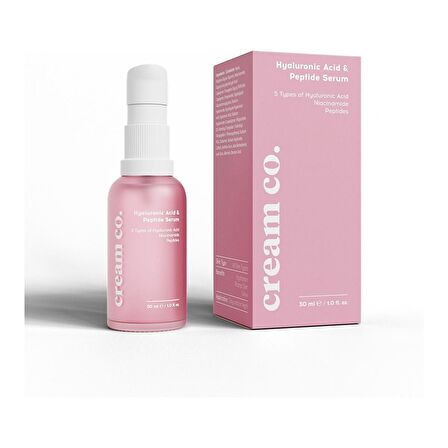 Cream Co. Nemlendirici Dolgunlaştırıcı Canlandırıcı Cilt Serumu (peptit) Hyaluronic Acid & Peptide Serum 30 Ml CC105