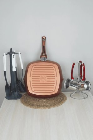 Bonera Granit Izgara Grill Tava 28 cm -Bakır