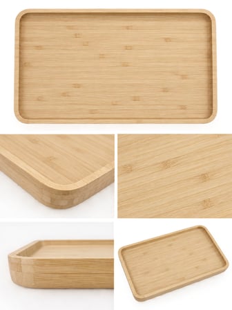 Doğal Bambu Dikdörtgen Sunum Tepsisi 36X24X2 Cm