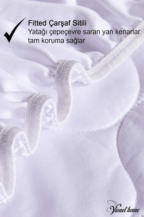 %100 Pamuk, Kapitone Yatak Koruyucu Çarşaf, Fitted Full Kenar, Elyaf Dolgulu, Tek Ve Çift Kişilik