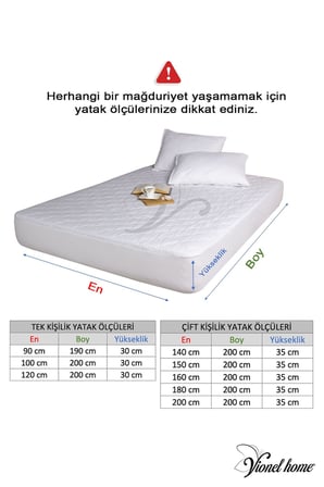 %100 Pamuk, Kapitone Yatak Koruyucu Çarşaf, Fitted Full Kenar, Elyaf Dolgulu, Tek Ve Çift Kişilik