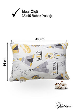 Kapitone Sıvı Geçirmez Bebek Yastığı | %100 Pamuk | Fermuarlı Tasarım |35x45 cm