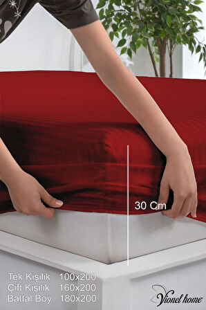 %100 Pamuk Çizgili Saten Tek / Çift Kişilik Lastikli Çarşaf Seti |100x200|160x200|180X200