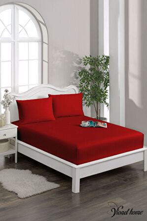 %100 Pamuk Çizgili Saten Tek / Çift Kişilik Lastikli Çarşaf Seti |100x200|160x200|180X200