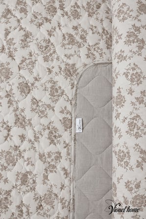 Lavinya Kapitone Tek Kişilik Yatak Örtüsü, Pike Seti, Çift Taraflı Kullanım, Çiçek Desenli (1 Adet Yastık Kılıfı), 160x220 cm