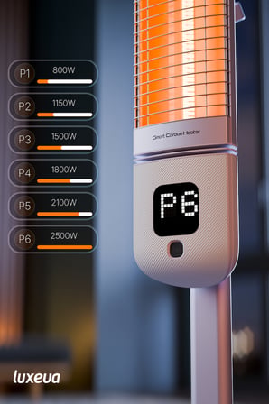Karbon Infrared Dış Mekan Isıtıcı Ayaklı 2500W Wi-Fi Akıllı IP55 Teras Balkon Smart FR Beyaz