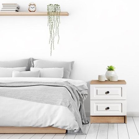 Just Home Ares 2 Çekmeceli Komodin - Safir Meşe / Beyaz