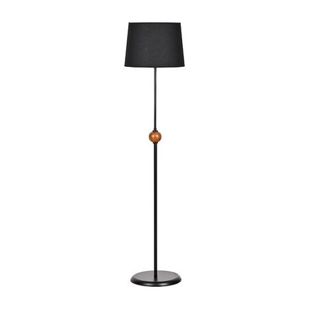 Safir Light Ahşap Detaylı Metal Lambader - Siyah - 155x37x37 cm