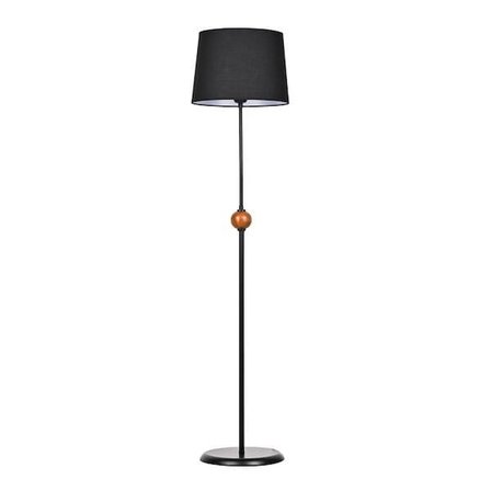 Safir Light Ahşap Detaylı Metal Lambader - Siyah - 155x37x37 cm