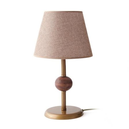 Safir Light Ahşap Detaylı Metal Abajur - Eskitme - 43x25x25 cm