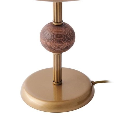 Safir Light Ahşap Detaylı Metal Abajur - Eskitme - 43x25x25 cm