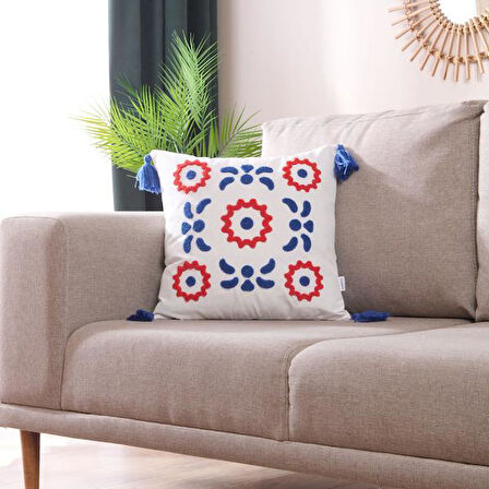 Evidea Soft Yapraklı Punch Kırlent - Kiremit - 45x45 cm