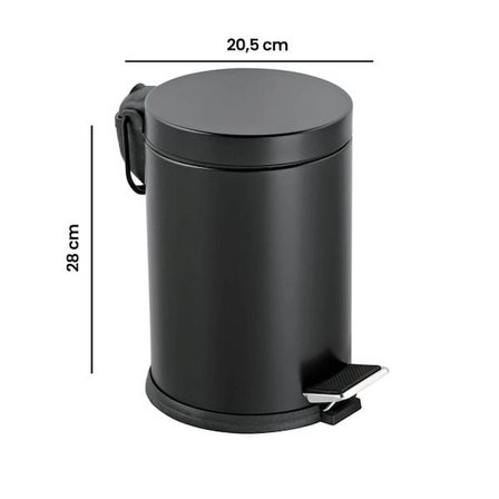 Evidea Bath Pedallı Çöp Kovası - Siyah - 5 lt