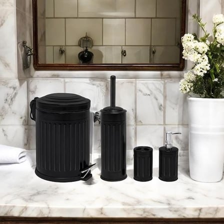 Evidea Bath Vintage 4'lü Banyo Seti - Siyah