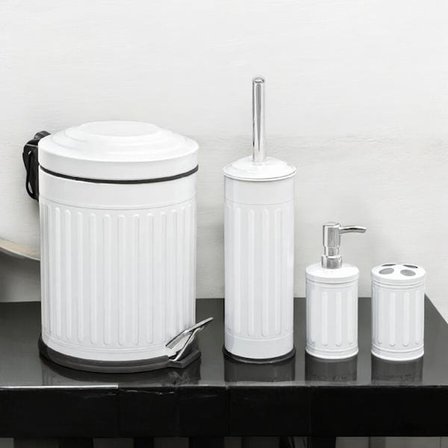 Evidea Bath Vintage 4'lü Banyo Seti - Beyaz