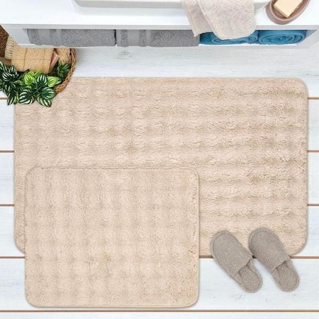 Evidea Soft Artos 2'li Banyo Paspası - Bej - 60x100 cm + 50x60 cm