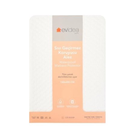 Evidea Soft Minik Kapitoneli Çift Kişilik Sıvı Geçirmez Lastikli Alez - Beyaz - 160x200 cm
