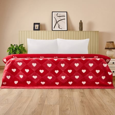 Evidea Soft Kalpli Pamuklu Tek Kişilik Battaniye - Kırmızı - 150x200 cm