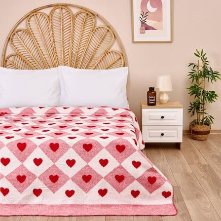 Evidea Soft Kalpli Pamuklu Tek Kişilik Battaniye - Kırmızı - 150x200 cm