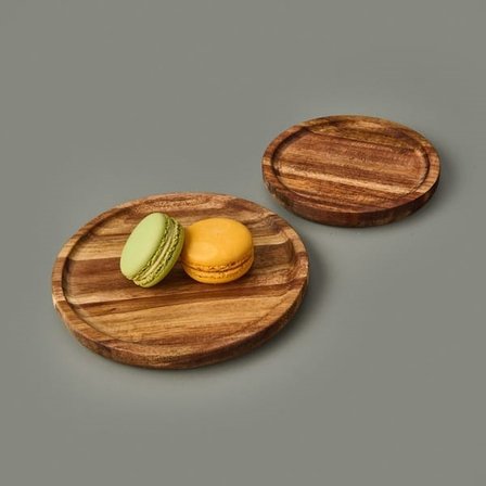Evidea Kitchen Akasya 2'li Sunum Tabağı - Kahverengi - 12 cm + 15 cm