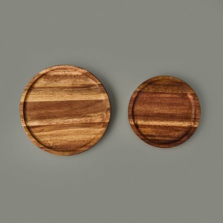 Evidea Kitchen Akasya 2'li Sunum Tabağı - Kahverengi - 12 cm + 15 cm