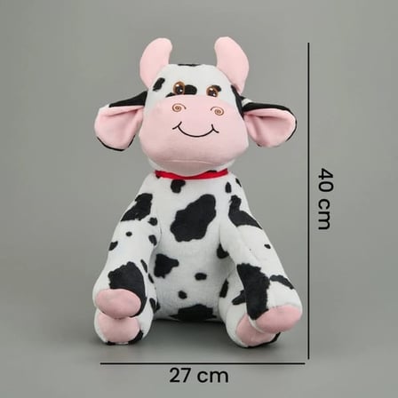 Evidea Soft Büyük İnek Figürlü Yastık - Beyaz / Siyah - 40x27 cm