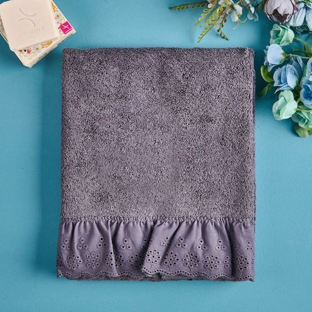Evidea Soft Fırfırlı Yüz Havlusu - Antrasit - 50x90 cm
