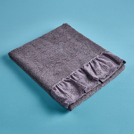 Evidea Soft Fırfırlı Yüz Havlusu - Antrasit - 50x90 cm