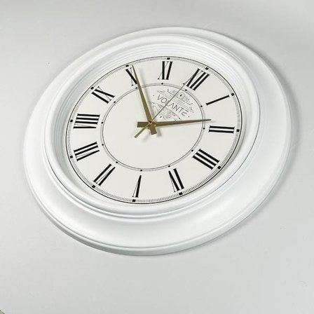 Volante Rustik Duvar Saati - Beyaz - 45 cm