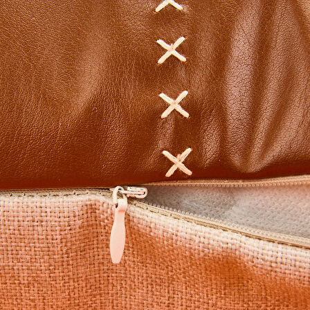 Evidea Soft Deri Görünümlü Kırlent - Kahverengi - 43x43 cm